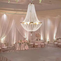 Lustre de plafond LED personnalisé en fer forgé, décoratif pour hôtel, doré, argenté, en cristal, de luxe, blanc chaud, pour décoration de mariage