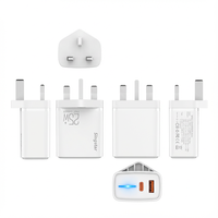 Chargeur rapide USB Type-C QC3.0 25W avec prise UK, protection contre les courts-circuits 5V/3A pour téléphones portables, ordinateurs portables et appareils photo
