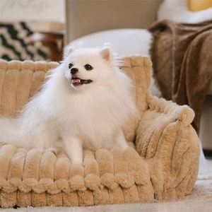Dog & <b>Cat</b> Bed Cave All-Season Warm <b>Plush</b> Striped Modern Rectangle Eco-Friendly Washable Anti-Slip Fashion Classic Pet Beds - Product Image 2