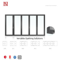Porte de séparation pliante HENNISSY moderne en verre et alliage d'aluminium, anti-rouille, à encastrer, peu encombrante, pour salon étanche