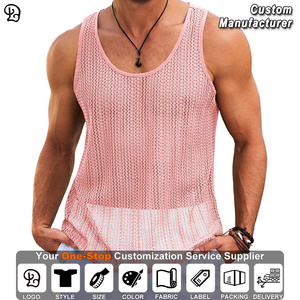 Personnalisé hommes débardeurs tricoté Crochet Sexy voir à travers évider <span class=keywords><strong>gilet</strong></span> sans manches T-Shirts Muscle été plage <span class=keywords><strong>Hippie</strong></span> chemises - Product Image 6