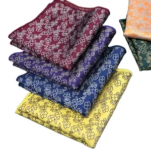 Handkerchief Handkerchiefs Luxury Pocket Square Handkerchief Customized Polyester Jacquard Floral Design Handkerchiefs Tie Silk Pocket Square For Men