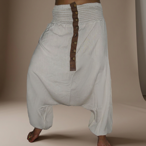 Pantalon sarouel à la mode spécialement conçu en conception de mouche à boutons et tissu écologique pour hommes en pantalon de couleur blanche - Product Image 3