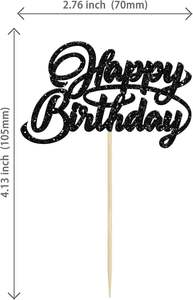 Adornos para Cupcakes de Cumpleaños con Brillantina, Decoraciones Negras para Cupcakes para Celebrar Fiestas de Cumpleaños - Product Image 6