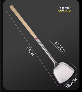 Utensilios de cocina de acero inoxidable para restaurante DFT1115 con espátula de mango de madera y volteador para freír con mango de madera - Product Image 6