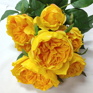 Hoa Giả Chất Lượng Cao Bó Hoa Hồng Giả Màu Vàng Hồng - Product Image 3