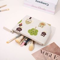 Tas Makeup Kanvas Motif Huruf Gaya Internasional Kapasitas Sedang, Organizer Genggam, Dompet Koin Resleting Bermotif, Tempat Pensil Pelajar