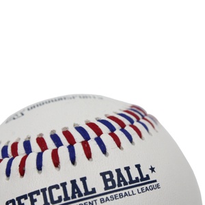 Housse en cuir de vachette pour balle de baseball, motif de coutures alternées rouge et bleu, 85% laine, logo imprimé numériquement - Product Image 3