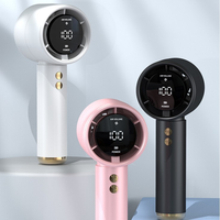 Ventilateur portable à turbine haute vitesse avec écran LCD, mini-ventilateur USB alimenté par batterie pour utilisation en extérieur, en voiture et en camping-car, design pliable