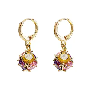 Heiße Mode 18 Karat vergoldete Ohrringe Schmuck bunte große Zirkon Diamant Kristall Creolen für Frauen Schmuck Geschenke