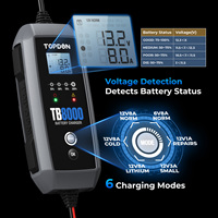 Chargeur de batterie de voiture rapide TOPDON TB8000, nouvelle génération, pour batteries au plomb-acide et au lithium-ion, 6V 12V 8A 3A, écran LCD, automatique 12V