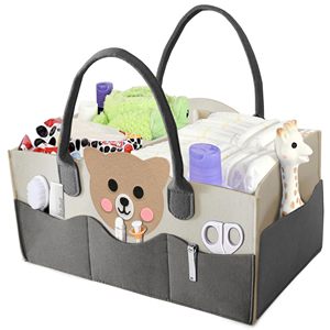 Grand sac de rangement élégant en feutre pour couches de bébé, idéal pour les mamans - Product Image 1