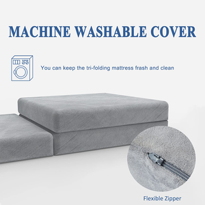 Surewal 3 inch tri-gấp du lịch của khách nệm bọt Topper với có thể tháo rời Bìa & lót chống thấm nước 25x75x3 inch - Product Image 4