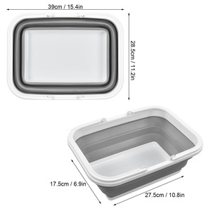 Panier à pique-nique pliable multifonction en silicone Panier de rangement pliable avec poignées portables pour le <span class=keywords><strong>camping</strong></span> en plein air et la blanchisserie à domicile - Product Image 6
