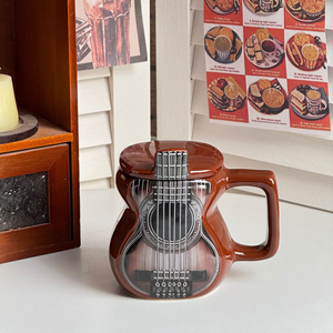 Taza <span class=keywords><strong>de</strong></span> Cerámica con Diseño <span class=keywords><strong>de</strong></span> Guitarra, Creativa, Musical, Única, <span class=keywords><strong>de</strong></span> Alta Calidad, para Regalo, con Tapa, Venta al Por Mayor - Product Image 6