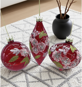 Boules <span class=keywords><strong>de</strong></span> Noël en verre soufflé faites à la main <span class=keywords><strong>de</strong></span> 8 cm, motif rouge personnalisé, couleur changeante, haute qualité, faible MOQ, pour les fêtes, vente en gros - Product Image 2