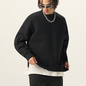 Fashionable Plus Size 100% Cotton Split Hem Plain Sweatshirt <strong>Longline</strong> O-Neck Turtle Neck Jogging Casual <strong>Jumpers</strong> - Product Image 1