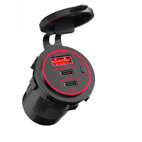 Chargeur de voiture USB double PD Type C 12V et chargeur QC 3.0, prise de courant avec interrupteur marche/arrêt pour bateau, marine, bus, camion