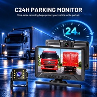 Caméra de tableau de bord pour camion 7 pouces 2CH avec écran partagé, double objectif 1080P, moniteur DVR, vision nocturne, caméra de recul pour véhicule lourd 12 à 24V