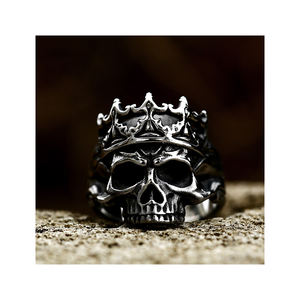 <span class=keywords><strong>2025</strong></span> Лучшая Продажа нержавеющая сталь серебро черный модный мужской счастливый череп голова кольцо - Product Image 1
