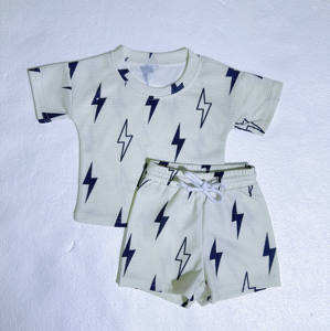 <strong>Cheap</strong> Price Customized Waffle Knit Lighting Pattern Short Sets Baby <strong>Boys</strong> Casual Clothing for <strong>Boys</strong> Outfits <strong>Clothes</strong> - Product Image 4