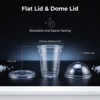 Gobelets en plastique PET jetables avec logo personnalisé - 340 ml - 450 ml - 520 ml - 600 ml - 770 ml - 1030 ml - Gobelets pour bubble tea, café, jus avec couvercle
