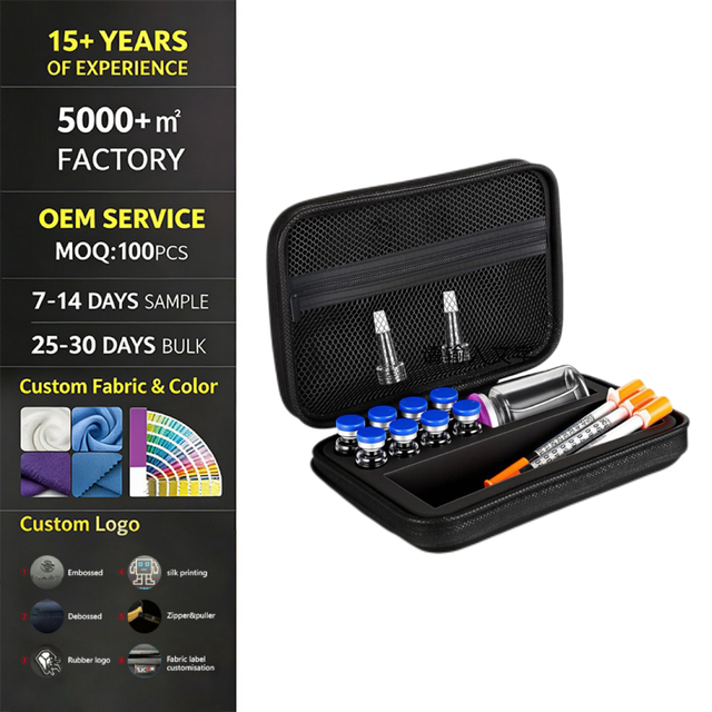 Customizable Diabetic Medication Organizer Durable Insulin Vial Carry Case Pouch for Medical Use