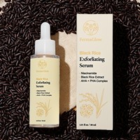 Sérum Exfoliant au Riz Noir Fermenté, Niacinamide, AHA, PHA, Affinant les Pores, Contrôle du Sébum, Lissant, Éclaircissant, Radiant pour le Visage