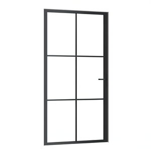 Porte coulissante intérieure en aluminium noir D0100H5X8IX 40,4x79,3 Verre ESG Design contemporain Isolation phonique - Product Image 1