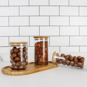 Vanjoin Glass Jar Wholesale Round Borosilicate Glass Storage Food Jar With Bamboo Wooden Lid