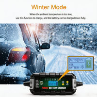 Chargeur de batterie intelligent BYGD 6V/12V/24V 26A avec écran LCD, charge en 8 étapes, pour batteries plomb-acide/AGM/lithium, moto, certifié CE, fabriqué en usine