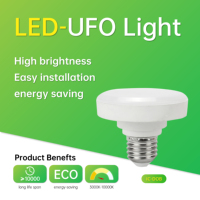 Lampe LED UFO E27 SMD 9W 900lm 3000K-10000K Angle de faisceau 100° 100-265V IC-DOB pour usage résidentiel et commercial