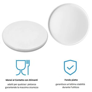 Piatti piatti in vetro opalino temperato bianco, diametro 21 cm, bordo da 2 cm, resistenti agli urti, set da 6 pezzi - Product Image 4