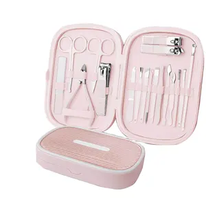 Alta qualidade 18 pçs rosa presente ferramentas de cuidados de beleza cortador de unhas cuidados com o salão de beleza manicure pedicure conjunto com caixa para senhora