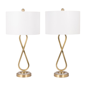 Lampade da tavolo Infinity con paralume in lino, decorative per camera da letto, soggiorno, ufficio, scrivania - Product Image 1