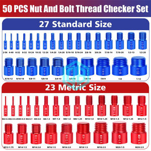 Red & Blue Thread Checker Set 50Pcs Masculino/Feminino Calibres para Parafusos e Porcas 27 Polegada 23 Metric <span class=keywords><strong>Detector</strong></span> de Tamanho Padrão em Caixa Compacta - Product Image 2