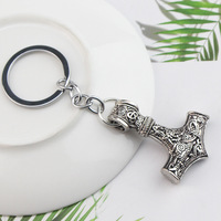 Vente en gros de porte-clés marteau Thor Mjolnir Viking amulette marteau scandinave nordique porte-clés bijoux de mode