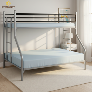 Ensemble de meubles pour petit appartement, <span class=keywords><strong>lit</strong></span> <span class=keywords><strong>en</strong></span> fer pour dortoir scolaire, <span class=keywords><strong>lit</strong></span> adulte, <span class=keywords><strong>lit</strong></span> superposé double, <span class=keywords><strong>lit</strong></span> queen size avec garde-corps d'escalier de sécurité - Product Image 1