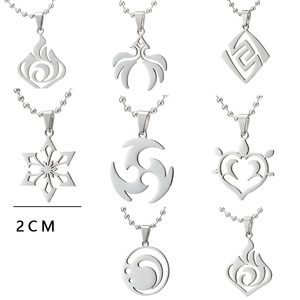 Collana Trendy Genshin Impact con Perline in Acciaio Inossidabile, Ciondolo a Tema Occhio di Dio, Accessorio del Gioco, Elementi Fuoco, Roccia, Erba, Ghiaccio, Vento, Acqua, Tuono - Product Image 3