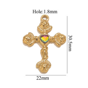 Colgantes y dijes de moda de acero inoxidable 316L chapados en oro PVD de 14K y 18K personalizados para hacer pulseras y dijes de cruz para la creación de joyas. - Product Image 6