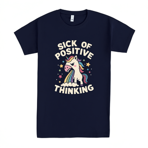 T-shirt Sick Of Positive Thinking Blu scuro Unisex Taglia media per adulti - Product Image 2