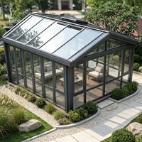 Véranda en aluminium et verre rétractable moderne pour l'extérieur, 4 saisons, double vitrage trempé, réduction du bruit, pour jardin résidentiel