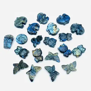 Großhandel natürliche Hand schnitzen blauen Kristall Tier Geschenk Labradorit Schmetterling Elefant Schlange