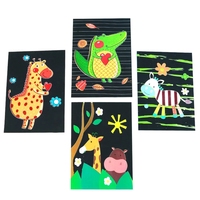 Jeu de cartes en papier pour colorier, peinture magique avec carreaux, dessin animé mignon, Zoo, mer, animaux, apprentissage de la peinture artistique pour enfants