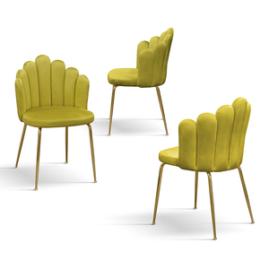 Sissi <b>Chair</b> Set Of 4 <b>Mustard</b> Yellow Velvet Metal Base Indoor Dining <b>Chairs</b> - Product Image 2