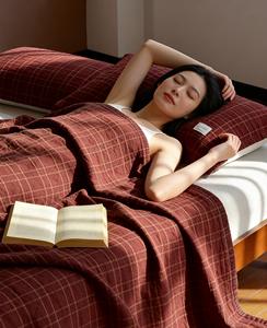 Couverture en coton 100% à franges personnalisable en gros, fabrication directe, motif <span class=keywords><strong>classique</strong></span> à carreaux vert rayé pour hôtel - Product Image 3