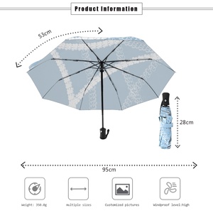 Strong Frame Pocket Small Three-folding Polyester <b>Umbrella</b> Mini All Print logo <b>Automatic</b> UPF 50+ 95cm Open Diameter Custom OEM - Product Image 5
