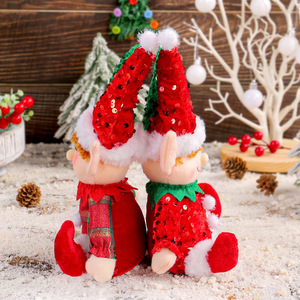 Muñecos de Papá Noel y Rudolph Hechos a Mano para Árbol de Navidad, con Gorro de Lentejuelas Tejido, para Exhibición en Ventanas, Venta al por Mayor, Figuras de Duendes Navideños - Product Image 2