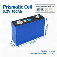 Sel Baterai EVE LF100LA 3.2V 102Ah Grade A LiFePO4, Sel Lithium Prismatik 100Ah untuk Paket Baterai Penyimpanan Energi Surya ESS