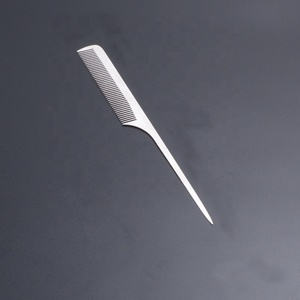 Peigne en métal pour Salon de coiffure, LOGO personnalisé en acier inoxydable, peignes de tressage en argent, peigne en queue de Rat, vente en gros - Product Image 3